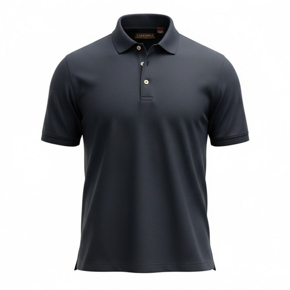 Cubavera Solid Textured Polo Black Men's Size Large